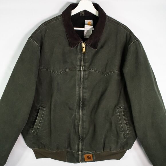 VTG Carhartt Jacket Moss Green Santa Fe Detroit Duck Canvas J14 MOS Men's XXL - Picture 4 of 13